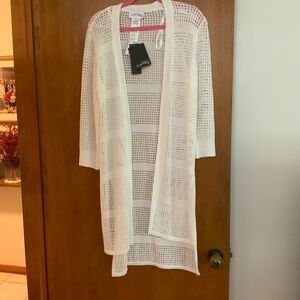 Joseph Ribkoff white Open Knit Cardigan Size S/P New